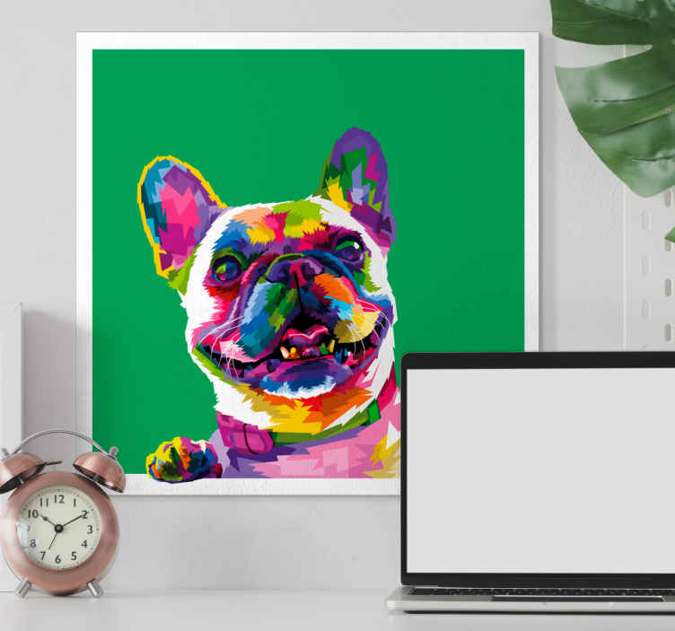 Fransk bulldog regnbuehund lerret bilder Tenstickers