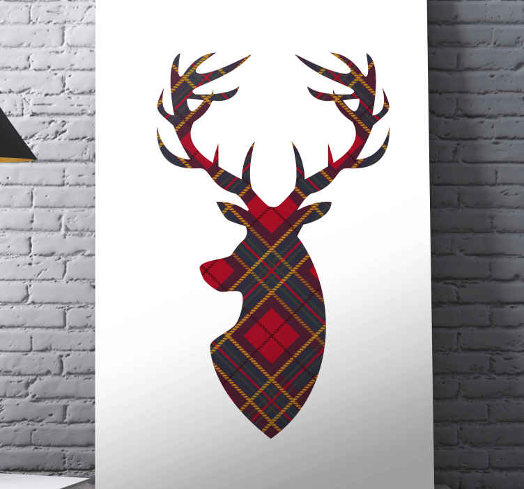 Modern Tartan Stag canvas - TenStickers