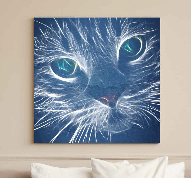 Cuadro de gatos Gato abstracto azul - TenVinilo