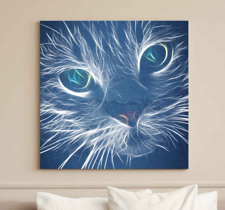 Blue abstract cat cat wall art canvas TenStickers