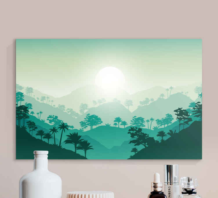 Cuadro paisajes amanecer en montañas nebulosas - TenVinilo