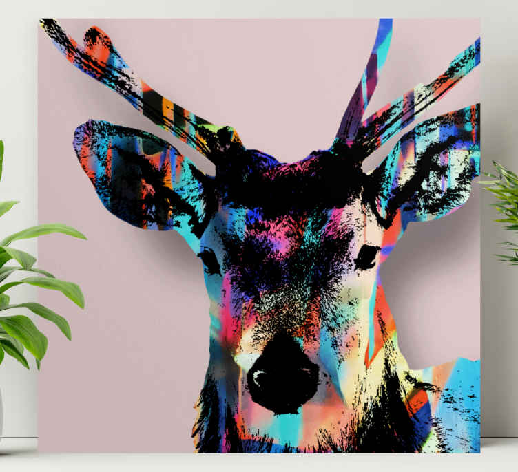 Tableau cerfs tête de cerf colorée - TenStickers