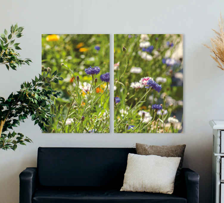 Quadro fiori Fiordalisi blu e bianchi