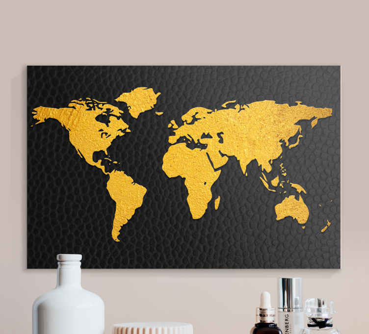 Mappemonde Borderless Black Gold Wall Art