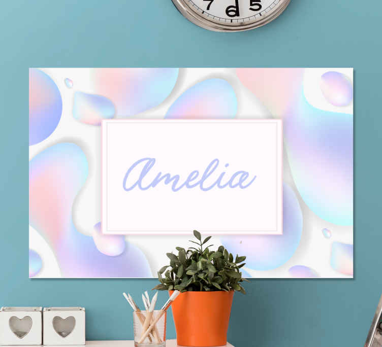 Colorful bubbles with name landscape canvas - TenStickers