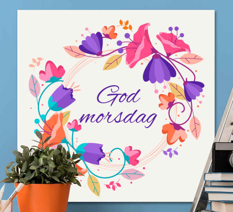 Lilla blomster Lerretsbilde morsdag - Tenstickers