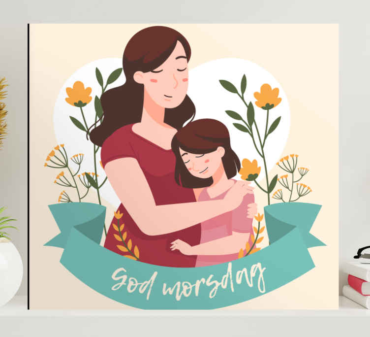 Fargerik mor og barn Lerretsbilde morsdag - Tenstickers