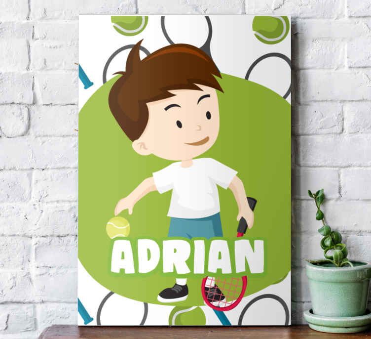 Cuadro personalizable Jugador de tenis infantil con nombre - TenVinilo