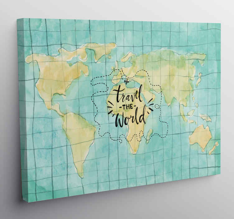 Sociale wetenschappen Inconsistent Pikken Wereldkaart canvas schilderij De wereld rondreizen - TenStickers