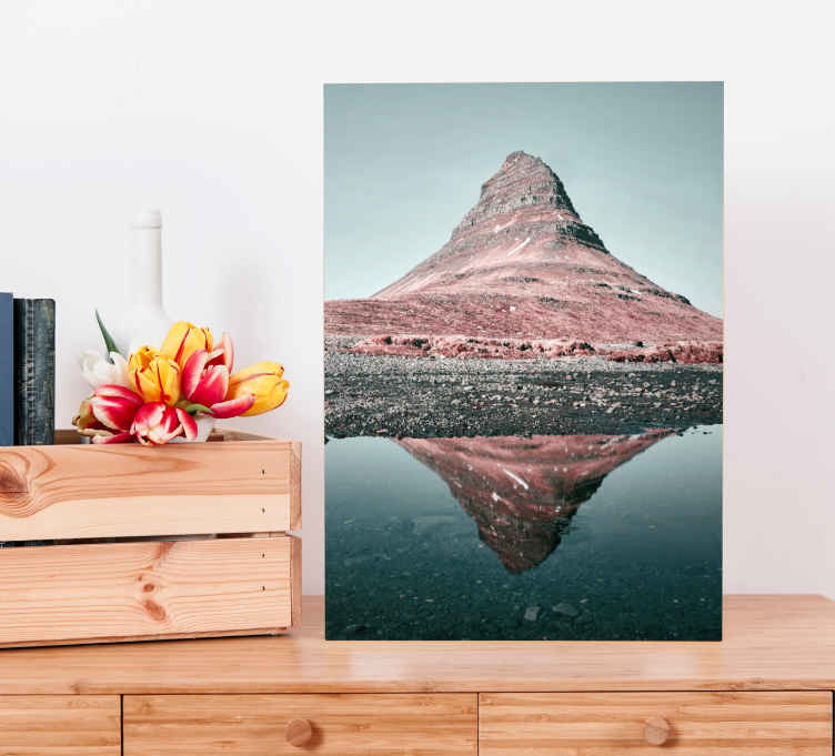 Kirkjufell mountain reflection landscape canvas - TenStickers