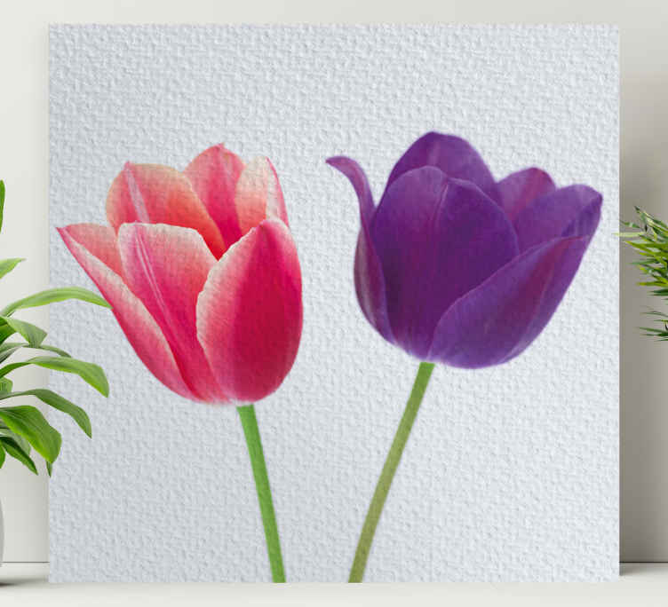 Cuadro flores Tulipanes morados y rosas - TenVinilo