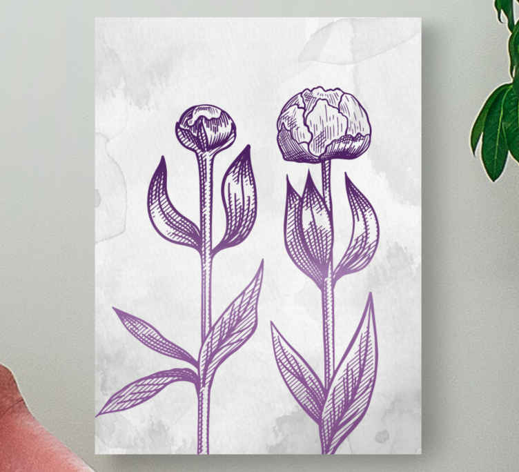 Pânză mov flori delicate - TenStickers