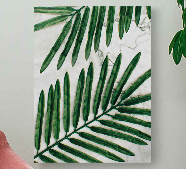 Cuadro de flores hojas verdes lujosas - TenVinilo