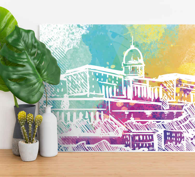 Cityscape wall art historic building landscape - TenStickers