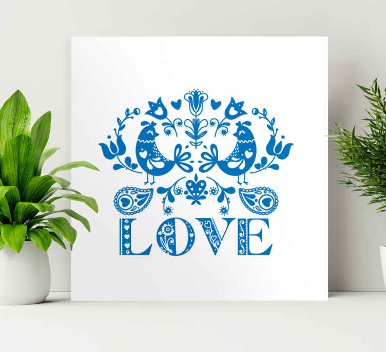 Tree canvas wall art with birds and floral design - TenStickers