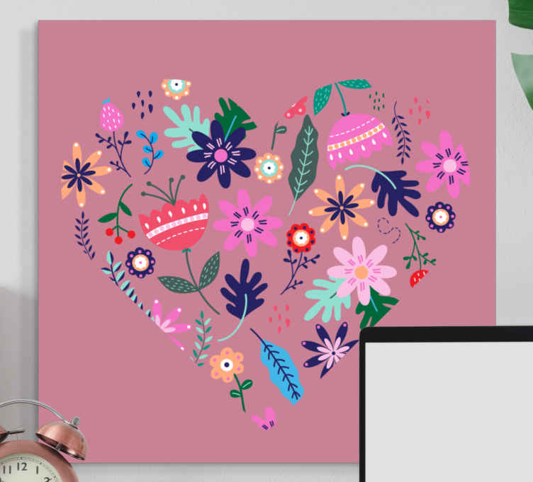 Wandbild Blume Buntes mädchenherz aus blumen heart - TenStickers