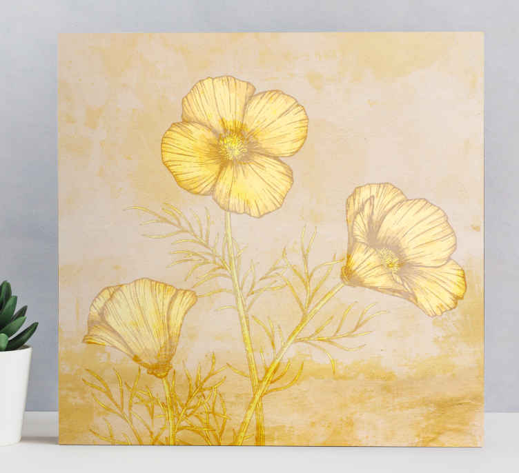 Cuadro de flores composición de flores doradas - TenVinilo