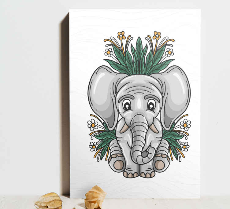 Quadro para quarto bebê Bebê fofo desenho de elefante azul - TenStickers