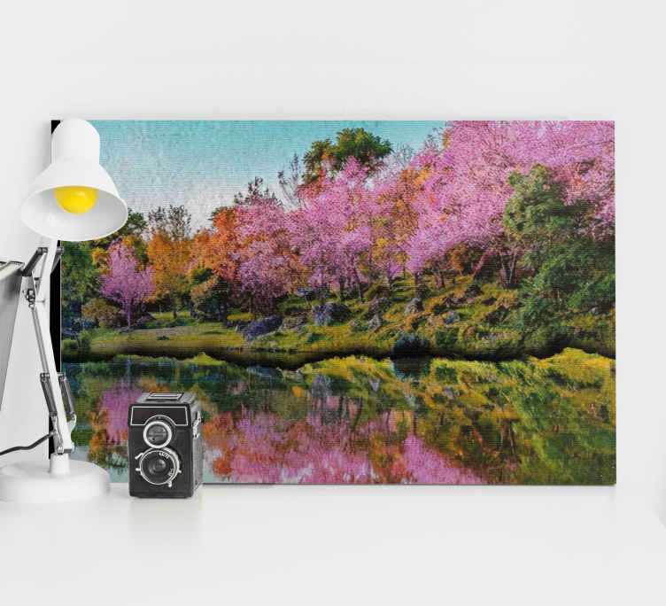Tableau paysages reflet de fleur de cerisier - TenStickers