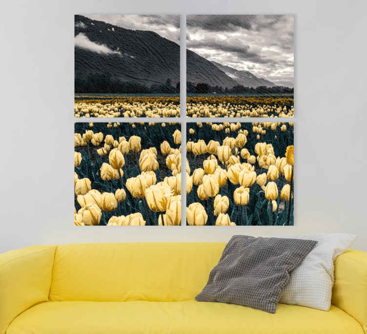 Quadro fiori Paesaggio di montagna in un giallo