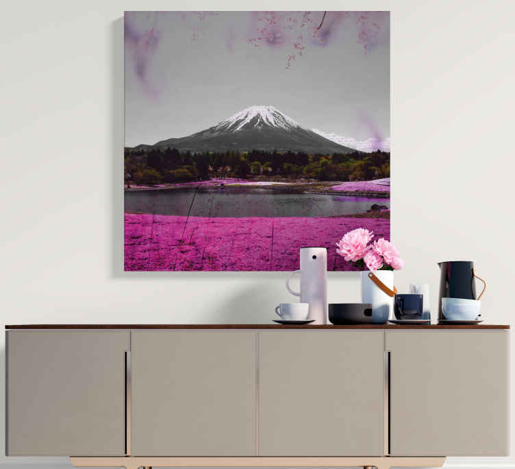 Cuadro de flores Campo de flores rosadas en japón - TenVinilo