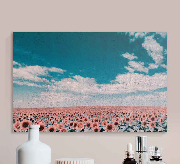 Cuadro de flores horizonte del campo de girasoles - TenVinilo