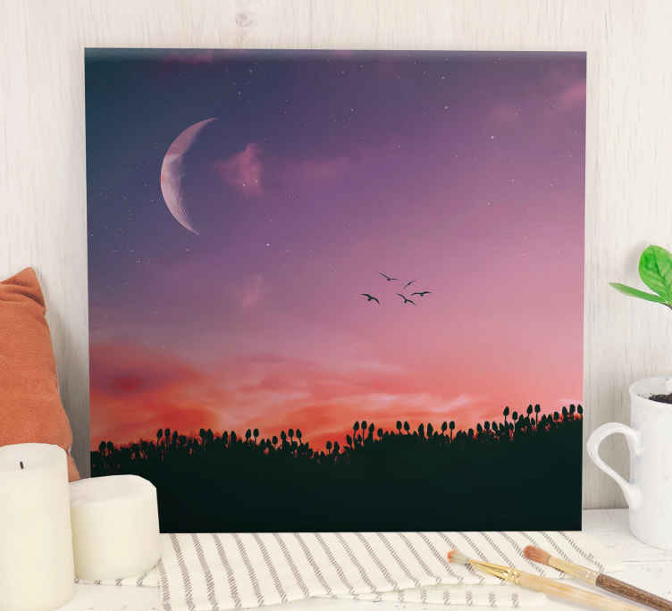 Cuadro de flores Pájaro sobre tulipán - TenVinilo