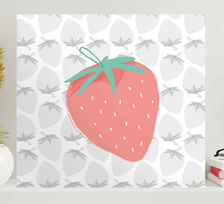 Seamless strawberry pattern pastel fruit canvas - TenStickers