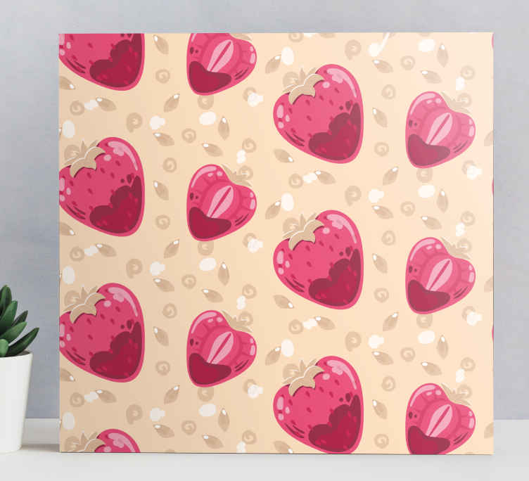 Fruit canvas wall art strawberry heart design - TenStickers