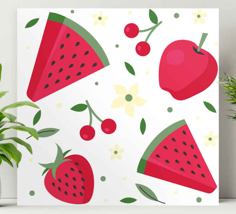 Red pattern of fruit canvas - TenStickers