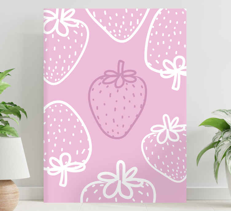 Seamless pink strawberry pattern fruit canvas - TenStickers