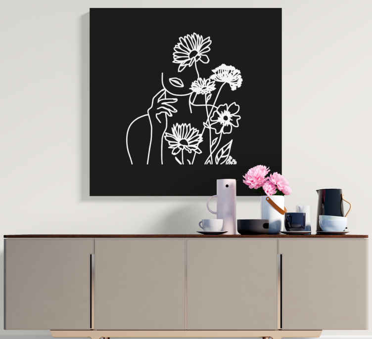 Cuadro de flores diseño floral minimalista para mujer. - TenVinilo