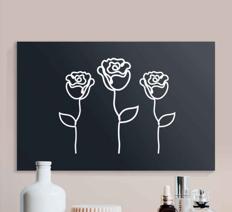 Cuadro de flores tres rosas estilizadas - TenVinilo