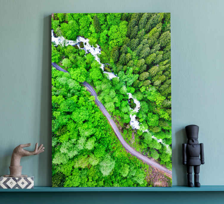 Landscape canvas winding forest river artwork - TenStickers