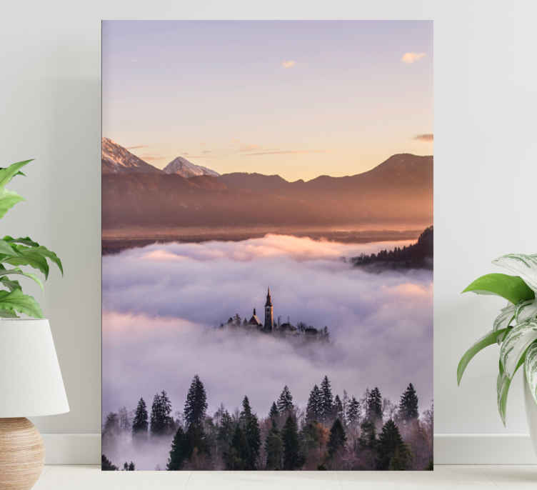 Sumuinen linna puolassa canvas taulu maisema - Tenstickers