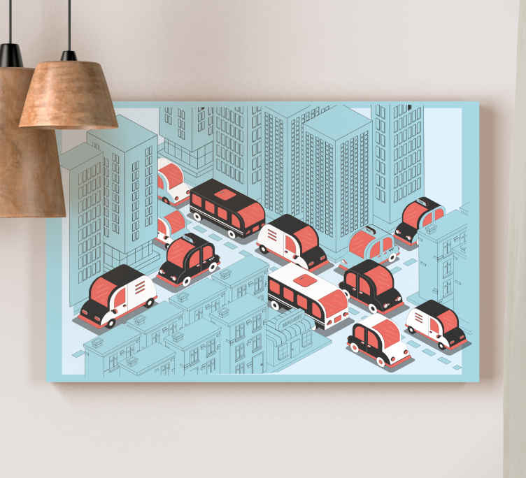 Cityscape wall art urban traffic scene - TenStickers