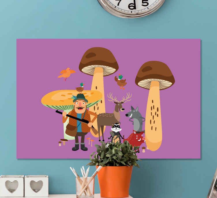 Linnut sienimetsässä lasten canvas - Tenstickers
