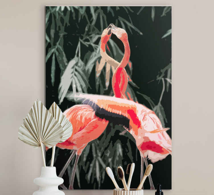 Bird canvas wall art flamingo pair - TenStickers