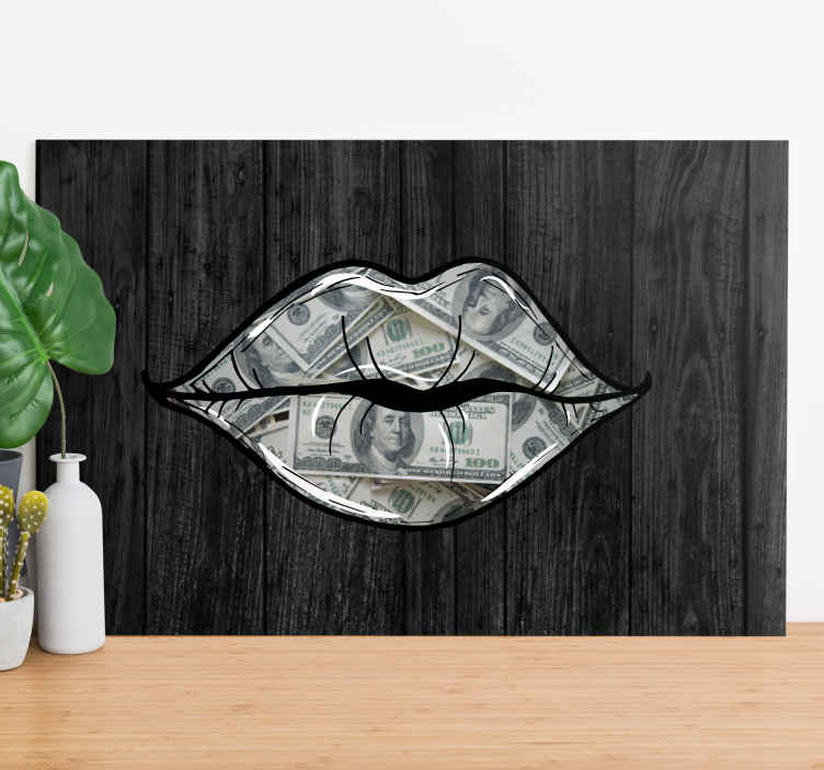 prometedor Víspera Anuncio Cuadro decorativo moderno Diseño de dinero y boca - TenVinilo
