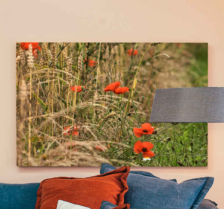 Cuadro de flores campo de amapolas vibrante - TenVinilo