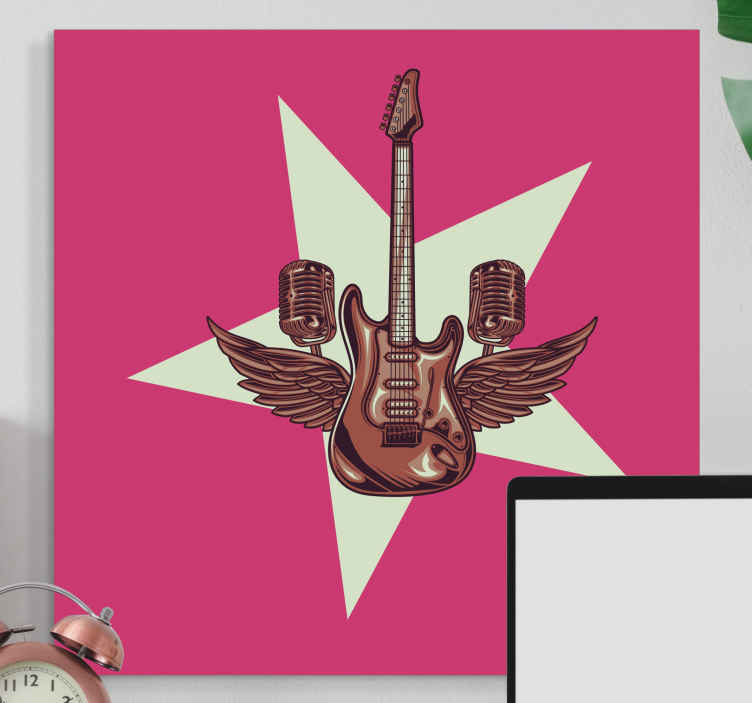 Quadro stampa musicale Illustrazione di chitarra e microfoni