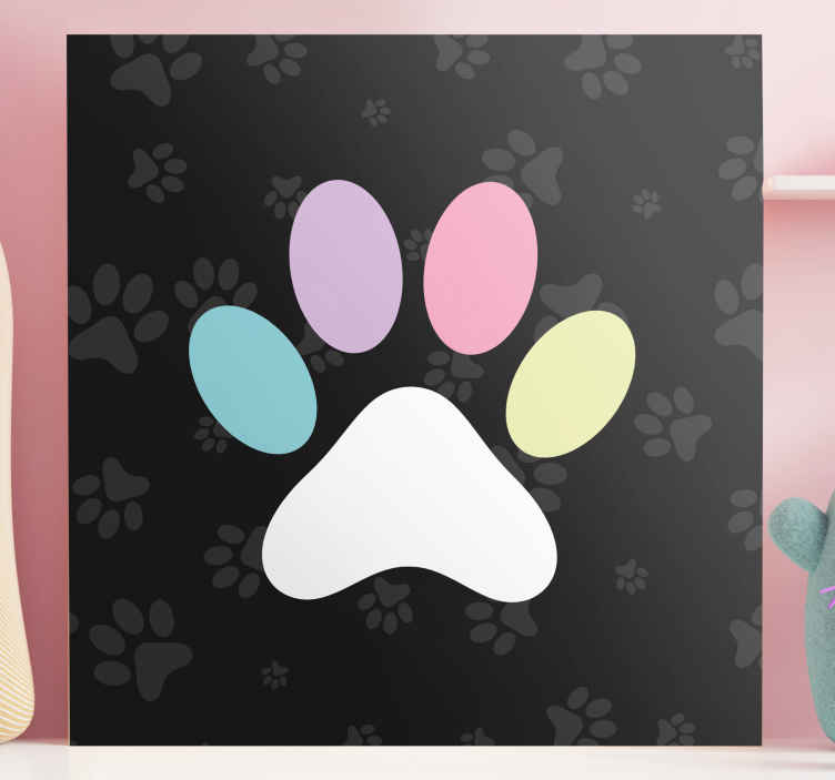 Canvas schilderij hond kleurrijke pootafdruk - TenStickers