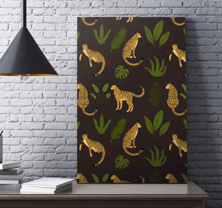 Tableau chiens léopards et feuillages - TenStickers