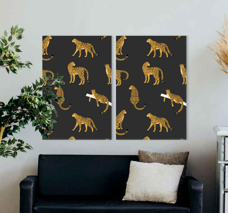 Cuadro de animales Leopardos sobre fondo oscuro