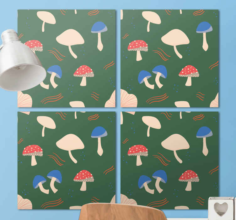 Çiçekler ve bitkiler kanvas tablo mantar desenleri - TenStickers