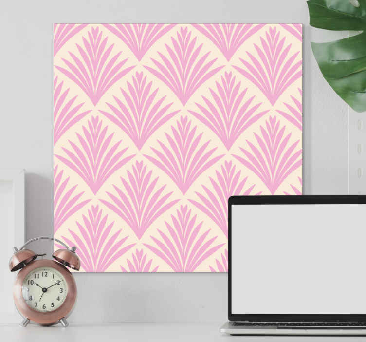 Quadro vintage Motivo retrò palma rosa pastello