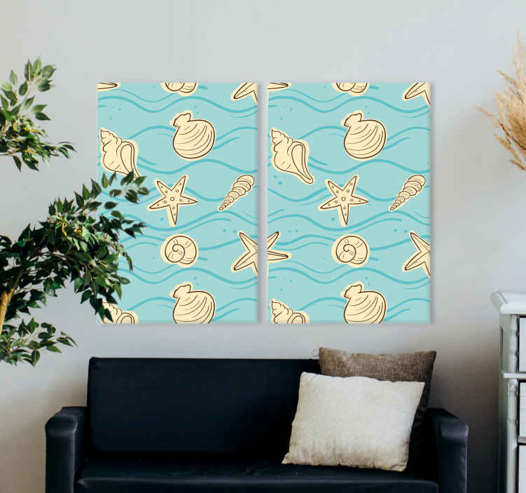 Dipinto moderno Motivo a conchiglia estivo disegnato a mano