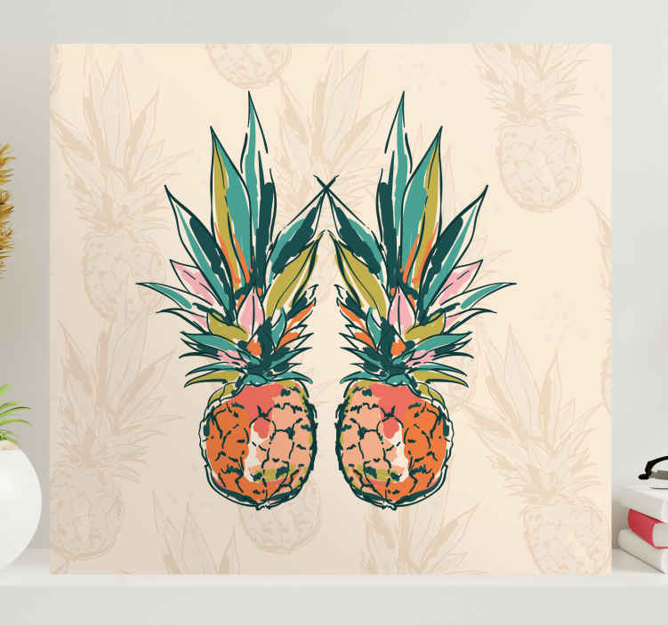Cuadro moderno Boceto artístico pincel pintar piña - TenVinilo