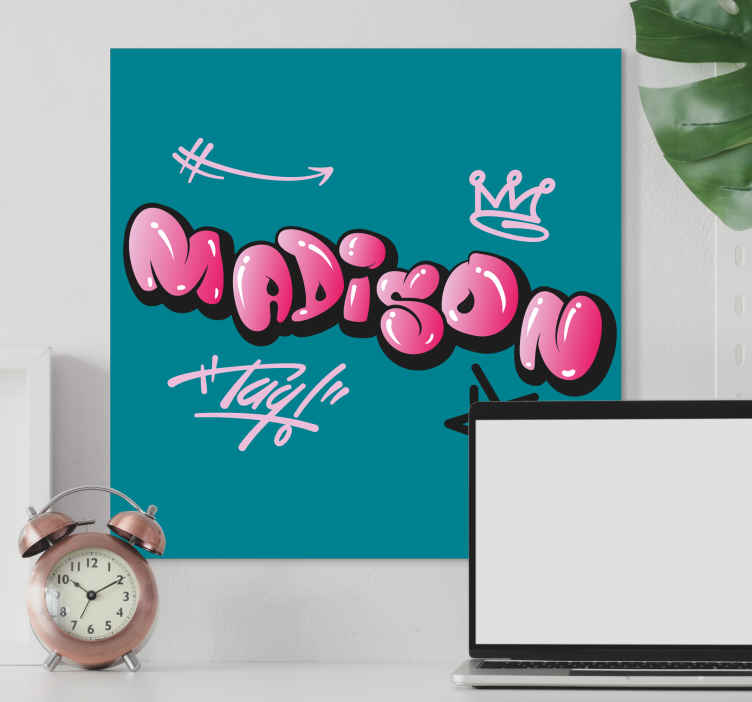 Cuadro personalizable Graffiti de bombardeo fresco rosa - TenVinilo