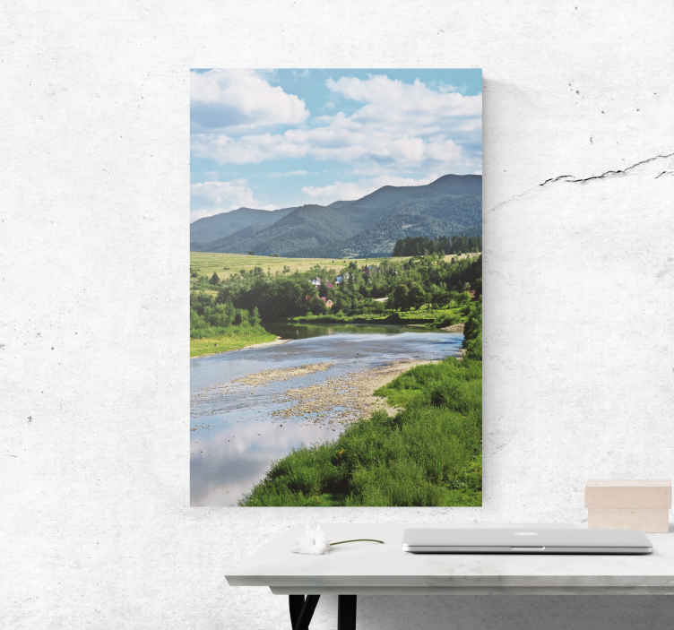 Tableau Paysage Montagnes Avec Des Arbres Et Une Riviere Tenstickers Tableau Paysage Montagnes Avec Des Arbres Et Une Riviere Tenstickers